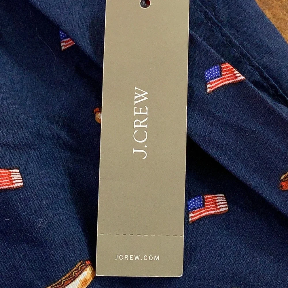 J.Crew Mens XL Navy Hot Dog American Flag Cotton Woven Boxer Shorts NWT